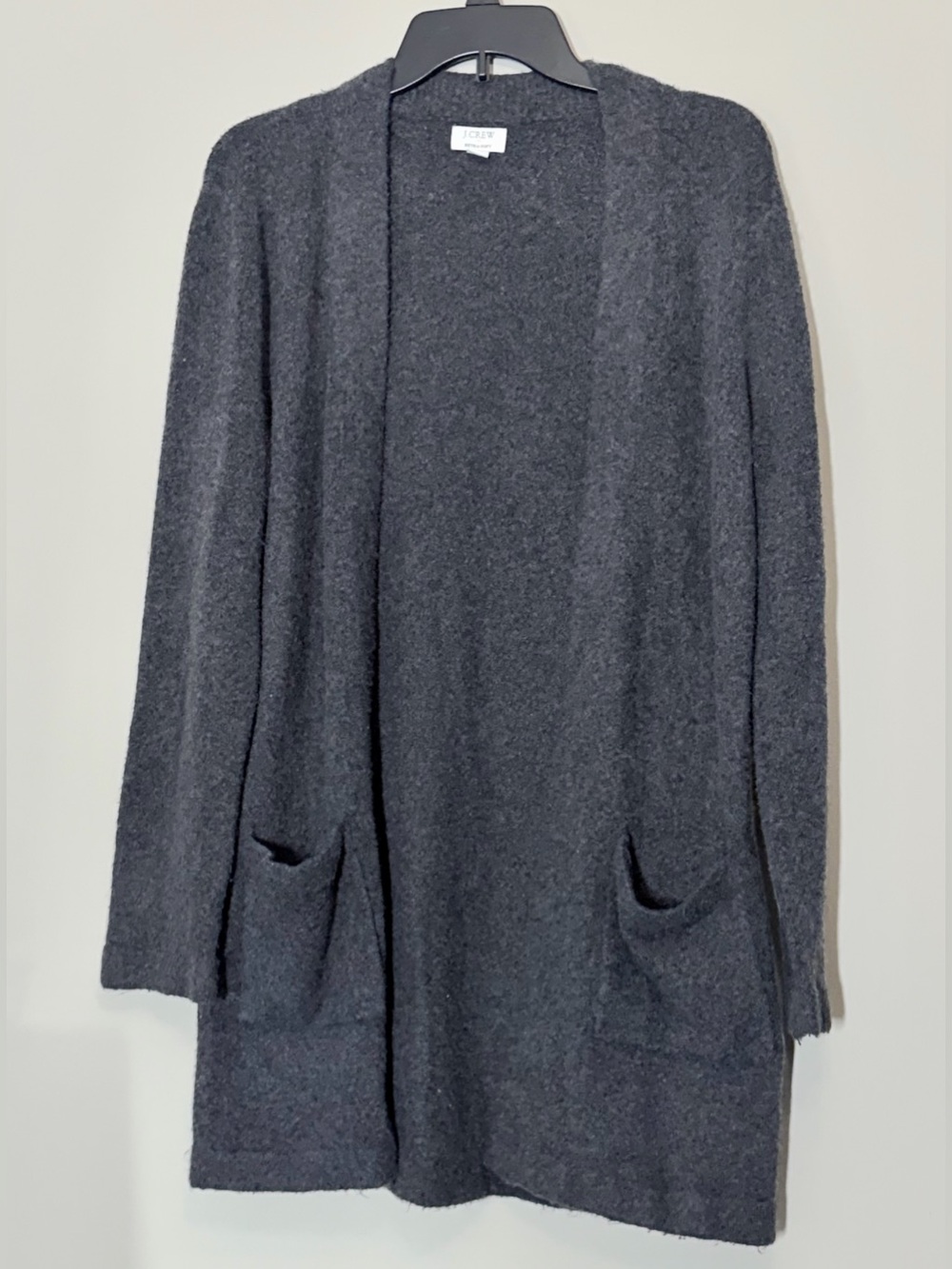 J.Crew Extra-Soft Charcoal Gray Merino Wool Blend Long Cardigan M